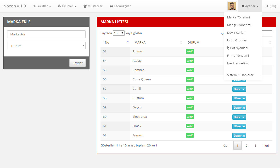 noxon.biz, excel programlama, erp sistemi, crm sistemi, bilge mutfak